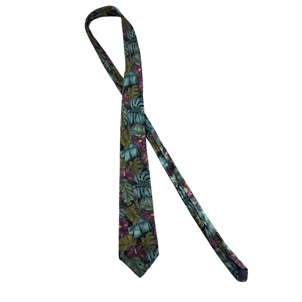 The Cotswold Collection Silk Hand Made Floral Plant Leaf‎ Print Men's Necktie